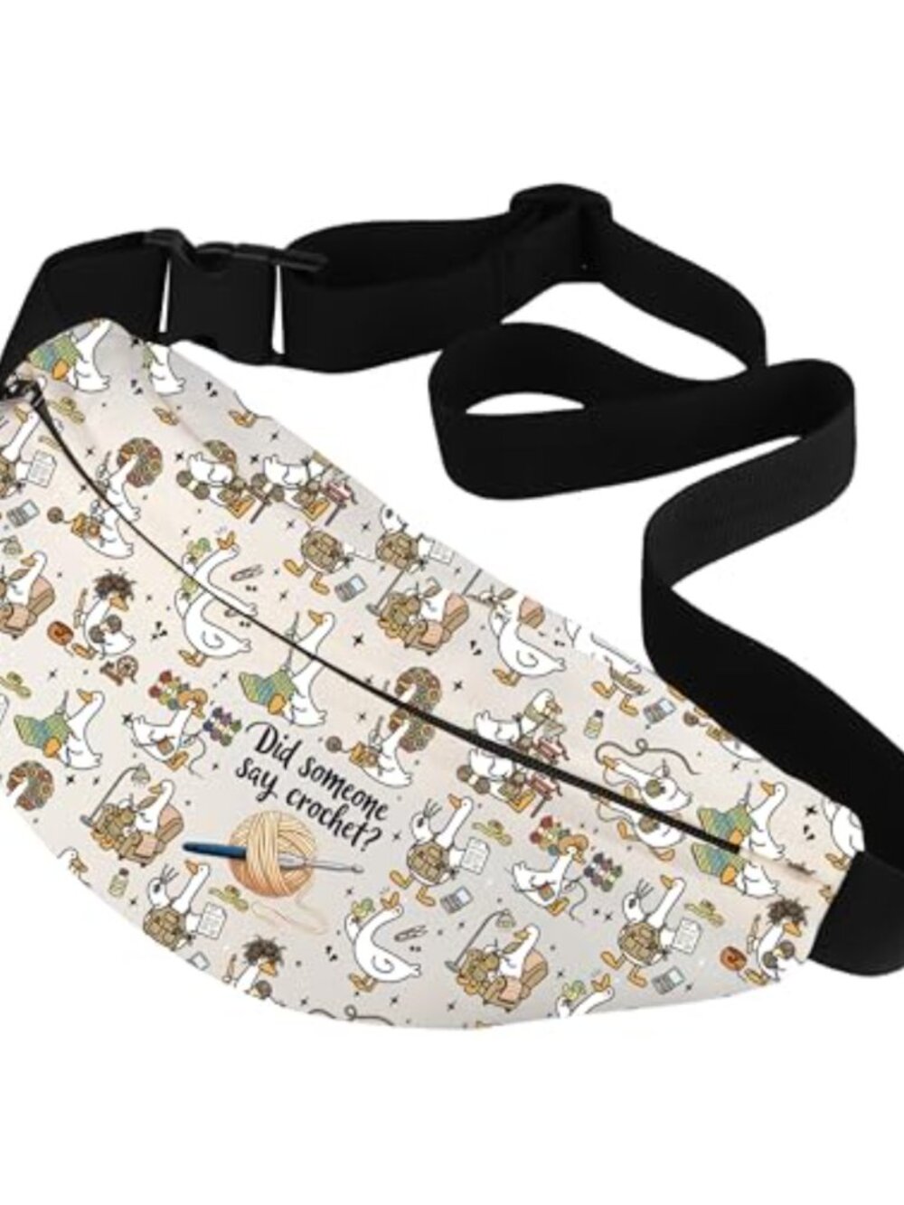 Crochet Waist Pack - Funny Knitting Lover Gift - Adjustable Canvas Fanny Pack